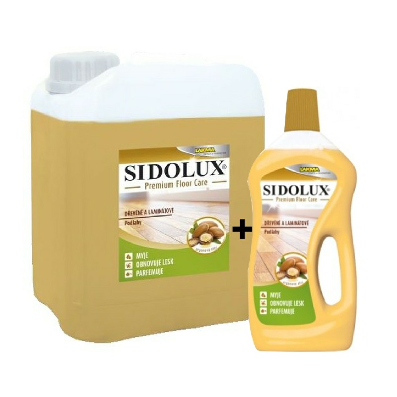 SIDOLUX PREMIUM dřevo a laminát s arganovým olejem 5L+1L ZDARMA